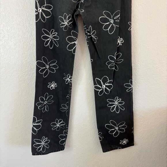 Reformation Black and White Daisy High-Rise Straight Long Jeans Size 27 - Picture 15 of 16